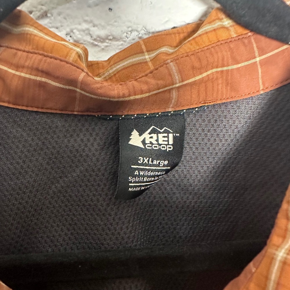 REI Co-op Sahara Mens 3XL Rust Orange Plaid Long Sleeve Ventilated Hiking Shirt - Picture 4 of 6